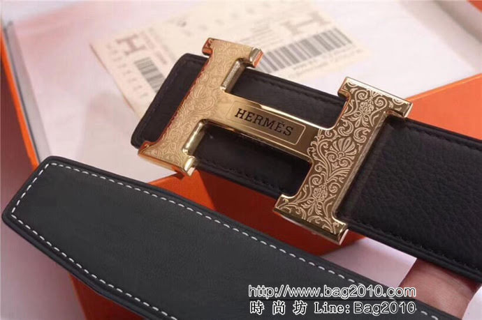 HERMES愛馬仕 專櫃同步更新 316精鋼專櫃原版花紋H鋼扣 原版訂制牛皮 雙面可用 男士皮帶  xfp1242